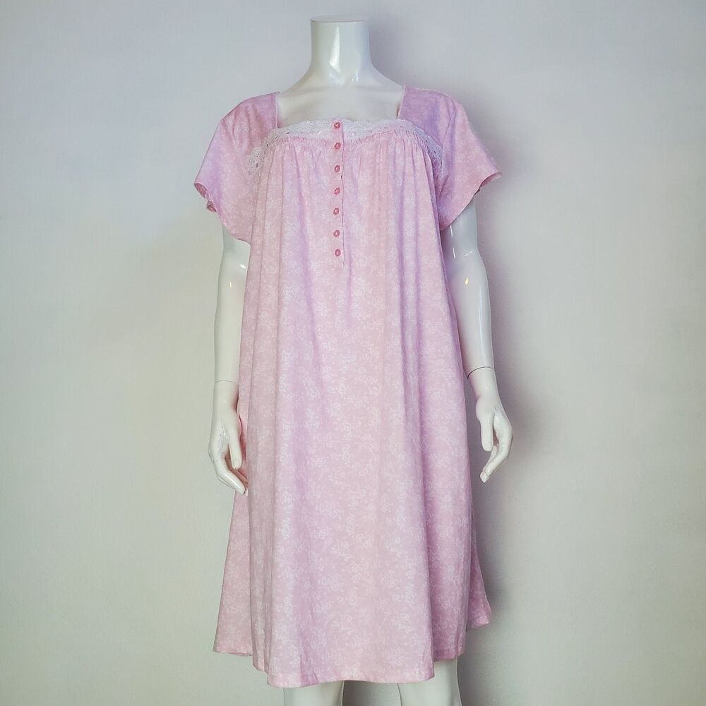 NEW Earth Angels Plus Size Pink Floral Nightgown